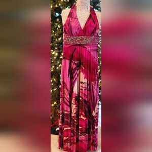 Sequin Hearts Vibrant Pink Maxi Dress